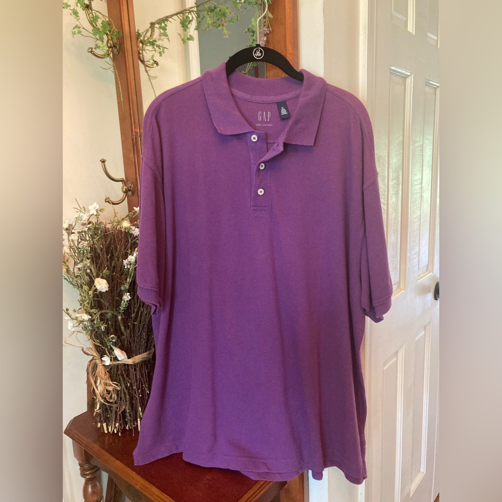 Men’s GAP Pique Polo Shirt XL 100% cotton PURPLE Worn Once